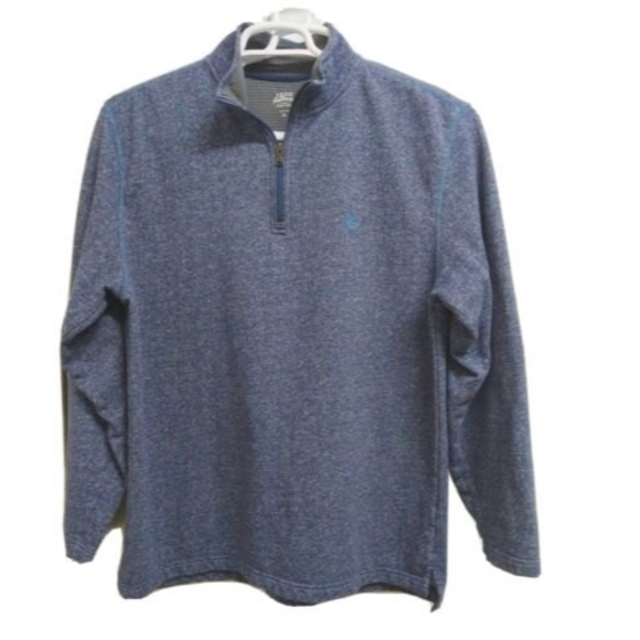 IZOD SALTWATER Men’s XL 1/4 Quarter Zip Long Sleeve Sweatshirt Jacket Blue Grey - Picture 1 of 9